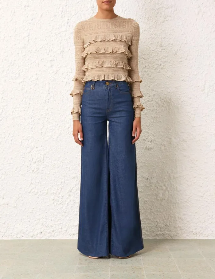 Zimmermann Knitwear Matchmaker Ruffle Top Gold Lurex 8211 Women