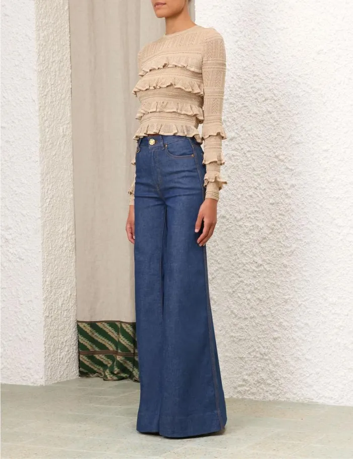 Zimmermann Knitwear Matchmaker Ruffle Top Gold Lurex 8211 Women