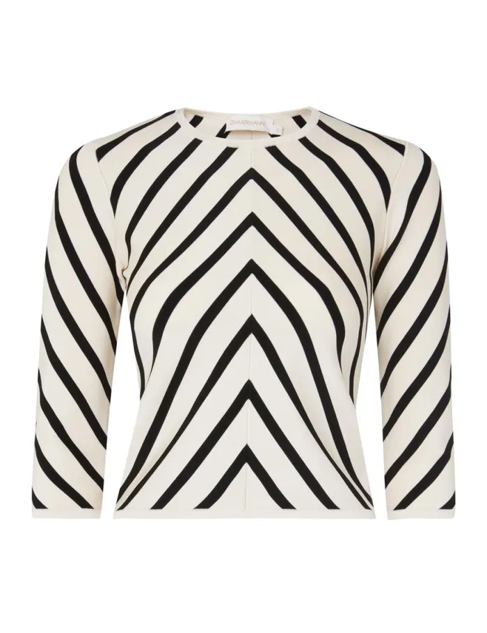 Zimmermann Knitwear Natura Crew Neck Top Chevron 8211 Women