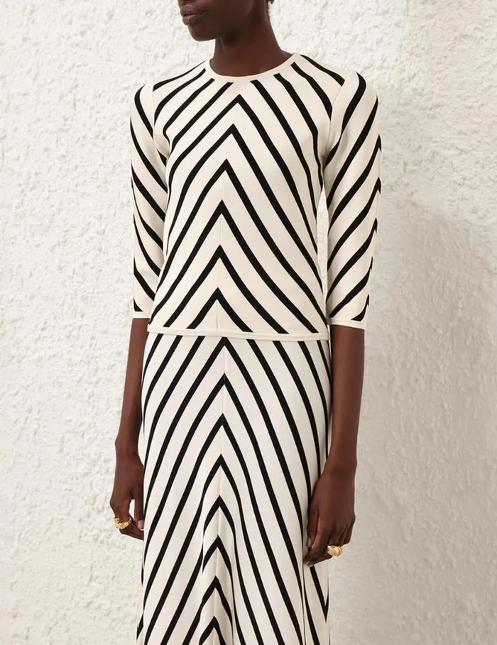 Zimmermann Knitwear Natura Crew Neck Top Chevron 8211 Women