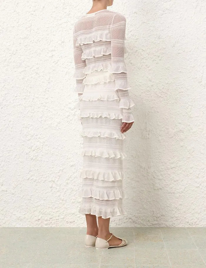 Zimmermann Knitwear Natura Frill Top Parchment 8211 Women