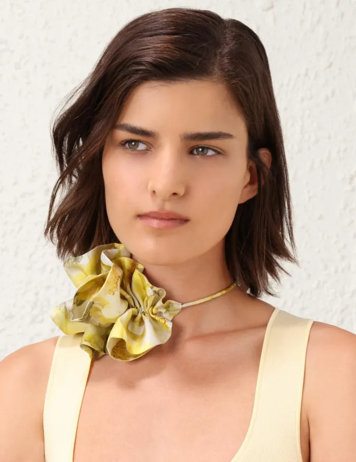 Zimmermann Scarves Flower Neck Scarf Yellow Peony 8211 Women