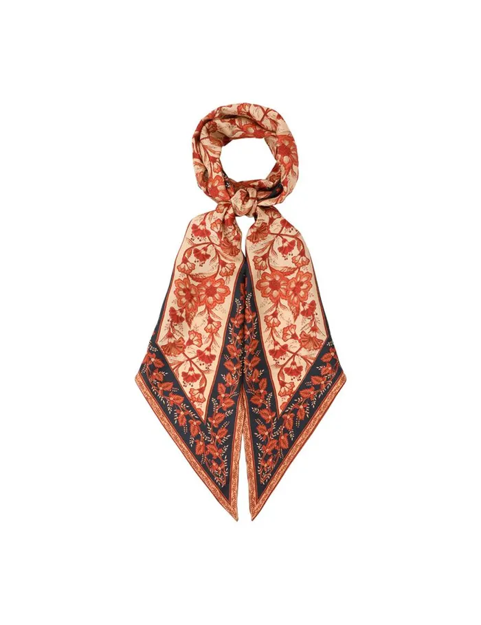Zimmermann Scarves Printed Silk Neck Scarf Dark Navy Floral 8211 Women