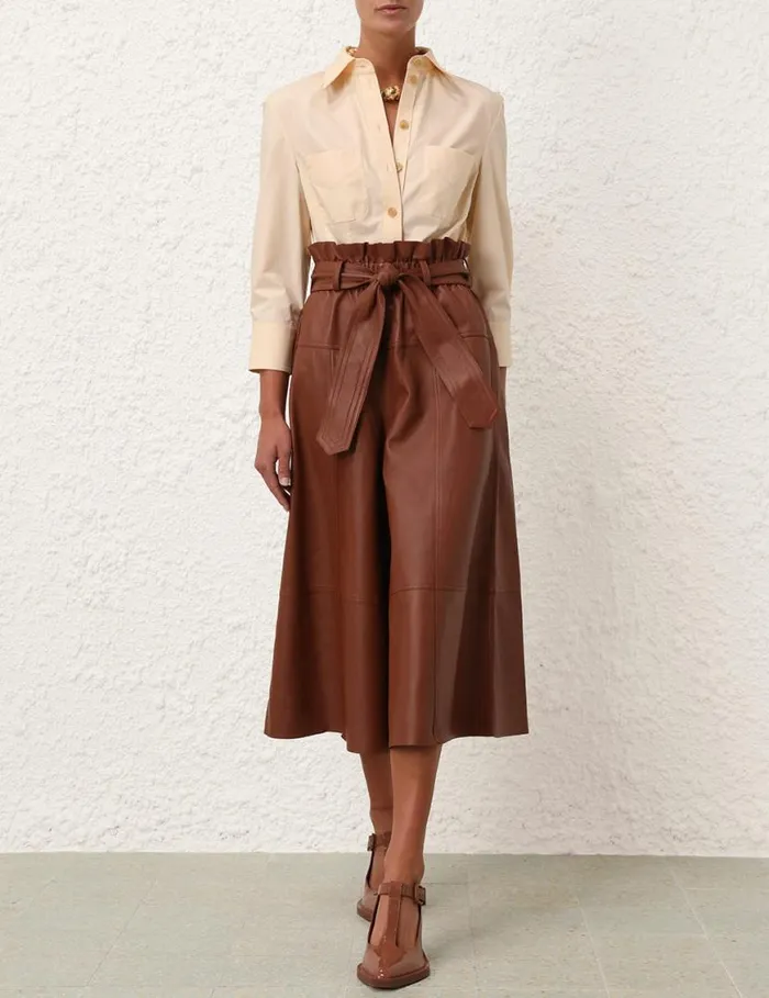 Zimmermann Shorts and Pants Natura Leather Cropped Pant Toffee 8211 Women