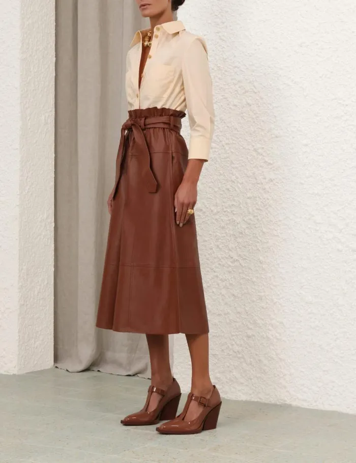 Zimmermann Shorts and Pants Natura Leather Cropped Pant Toffee 8211 Women