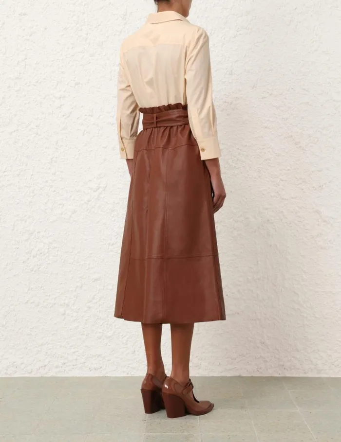 Zimmermann Shorts and Pants Natura Leather Cropped Pant Toffee 8211 Women