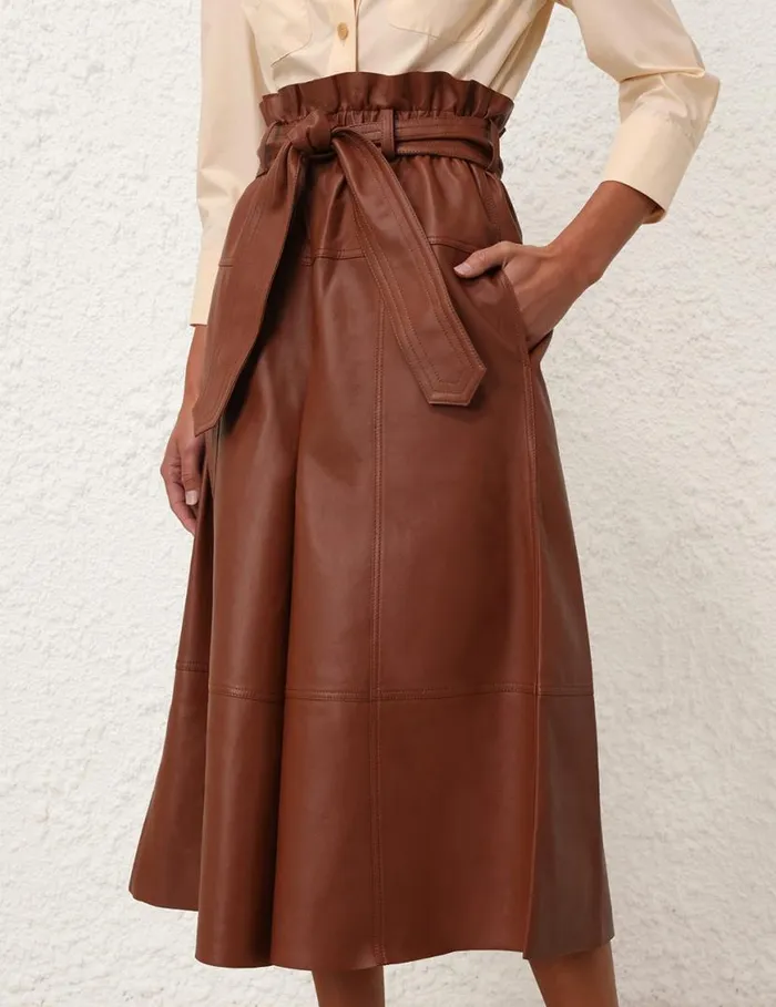 Zimmermann Shorts and Pants Natura Leather Cropped Pant Toffee 8211 Women