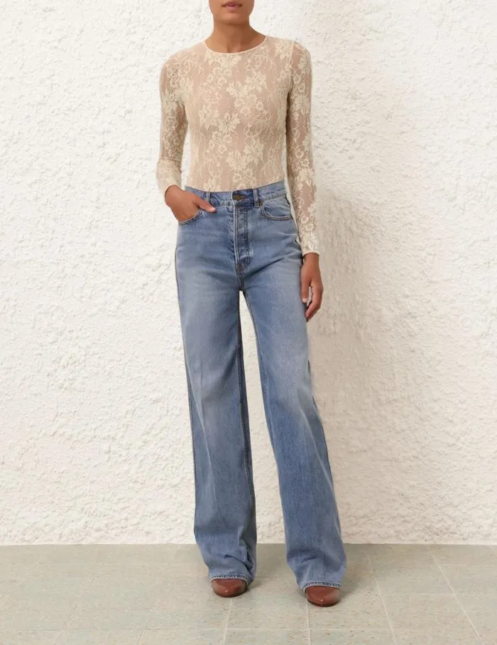 Zimmermann Shorts and Pants Wide Straight Jean Poseidon Blue 8211 Women