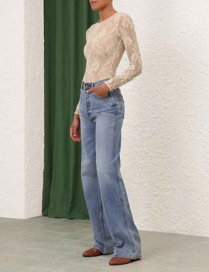 Zimmermann Shorts and Pants Wide Straight Jean Poseidon Blue 8211 Women