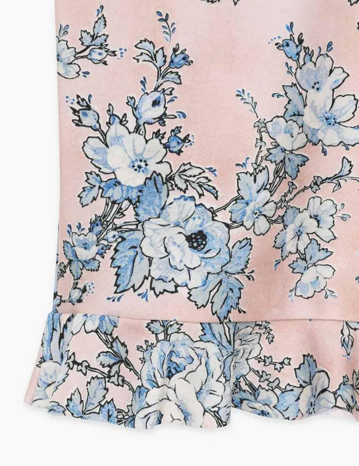 Zimmermann Swimwear Halliday Frill Rashie Peachblue Floral 8211 Kids