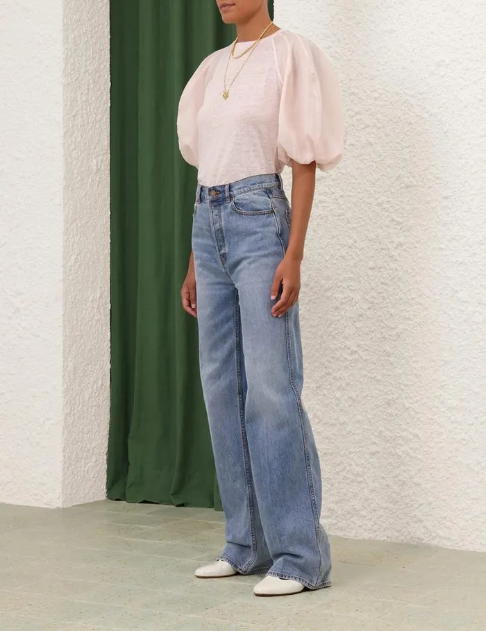 Zimmermann Tops Lantern Sleeve Tee Blush 8211 Women