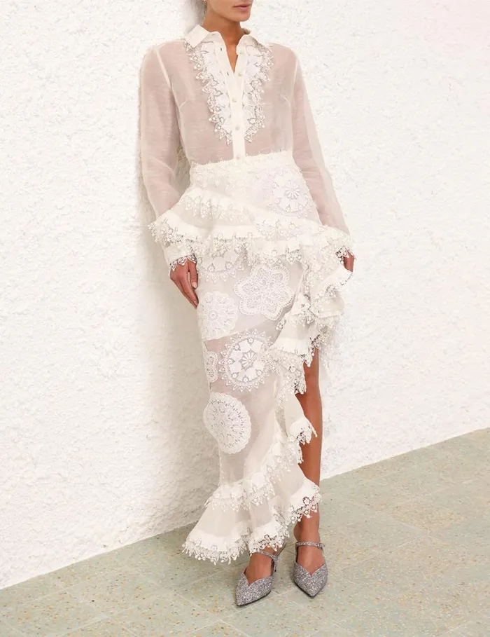 Zimmermann Tops Matchmaker Doily Shirt Ivory 8211 Women