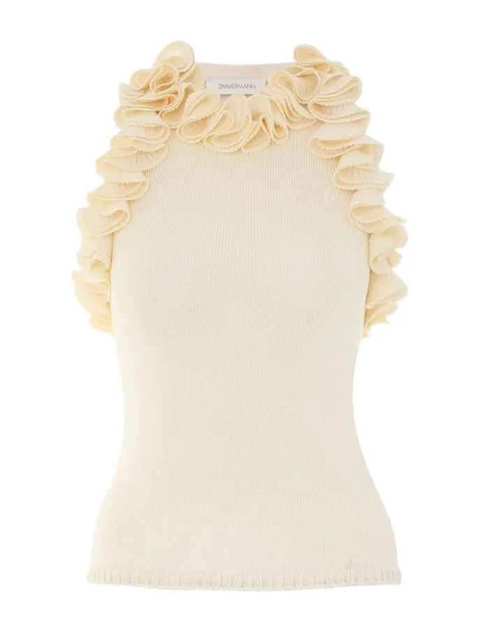 Zimmermann Tops Matchmaker Ruffle Neck Top Cream 8211 Women
