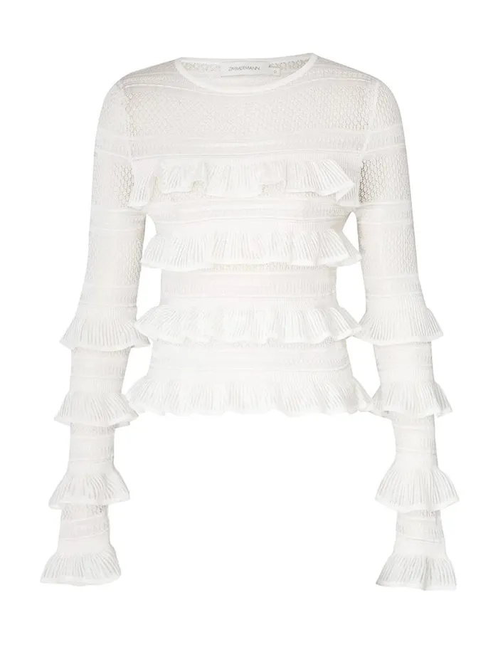 Zimmermann Tops Natura Frill Top Parchment 8211 Women