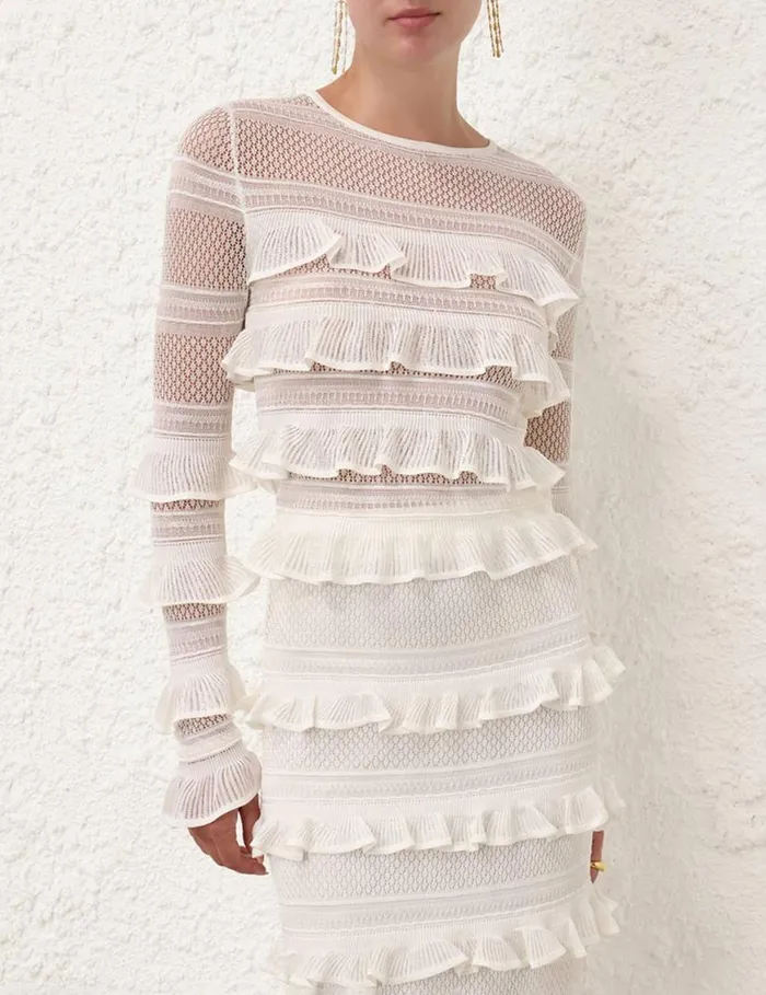 Zimmermann Tops Natura Frill Top Parchment 8211 Women