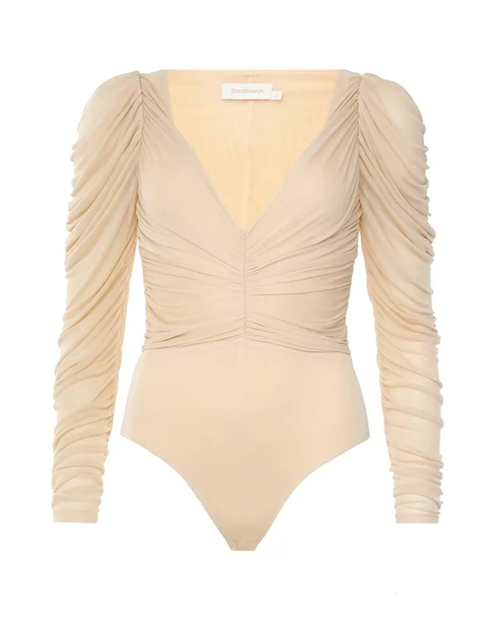 Zimmermann Tops Natura Gathered Bodysuit Cream 8211 Women