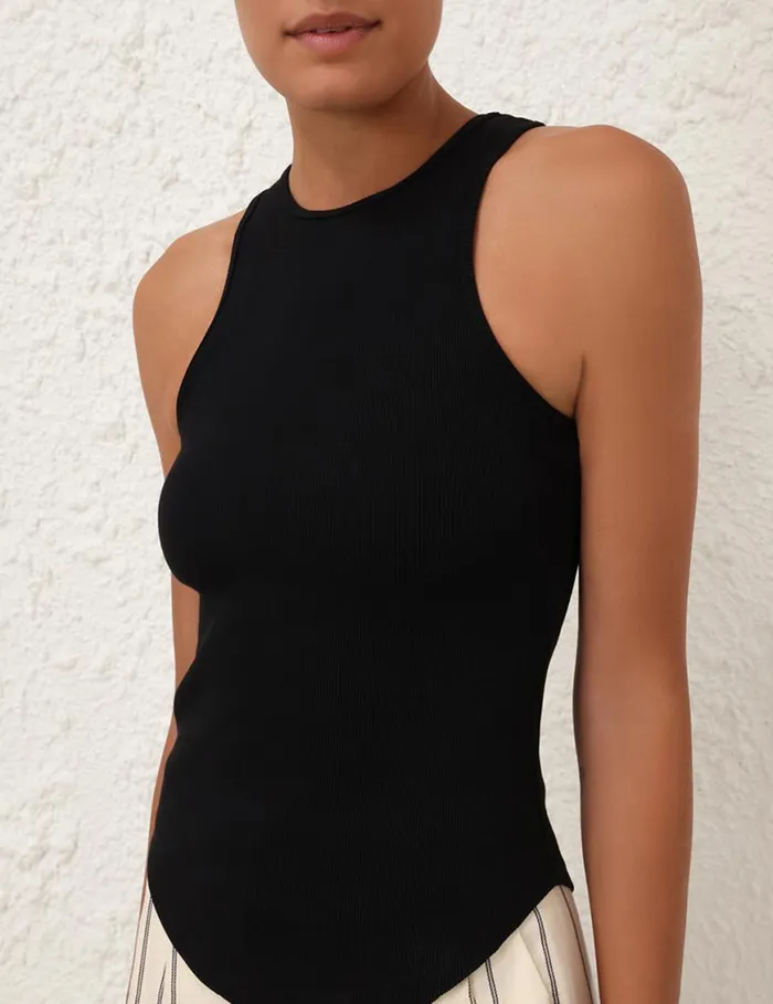 Zimmermann Tops Natura Reverse Racer Tank Black 8211 Women