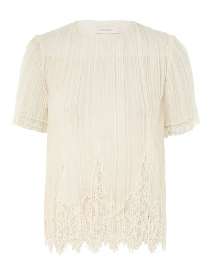 Zimmermann Tops Pleated Top Cream 8211 Women