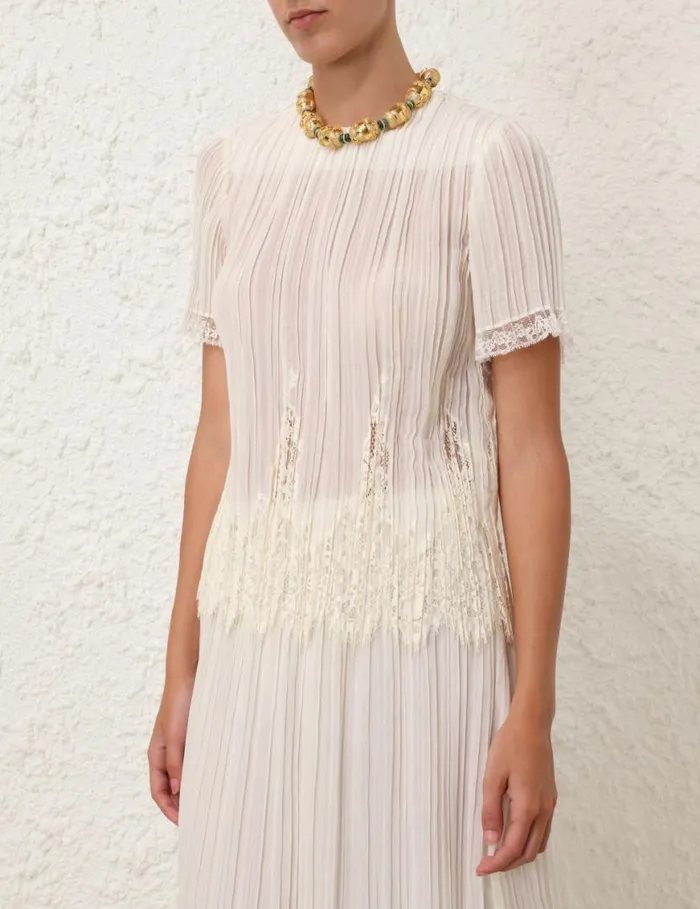 Zimmermann Tops Pleated Top Cream 8211 Women