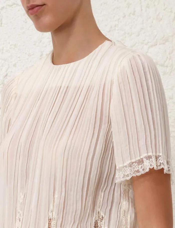 Zimmermann Tops Pleated Top Cream 8211 Women