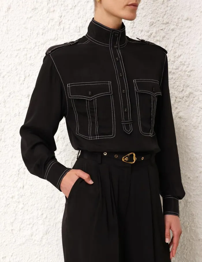 Zimmermann Tops Utility Blouse Black 8211 Women