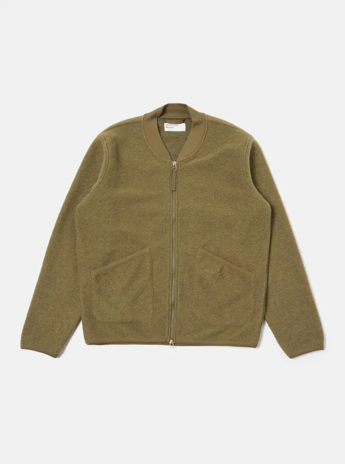 Zip Bomber In Lovat Wool Fleece Men Universal Works Fleece