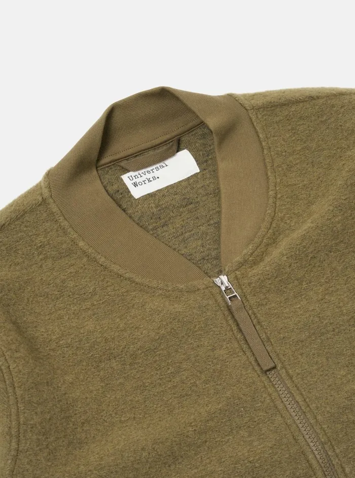 Zip Bomber In Lovat Wool Fleece Men Universal Works Fleece